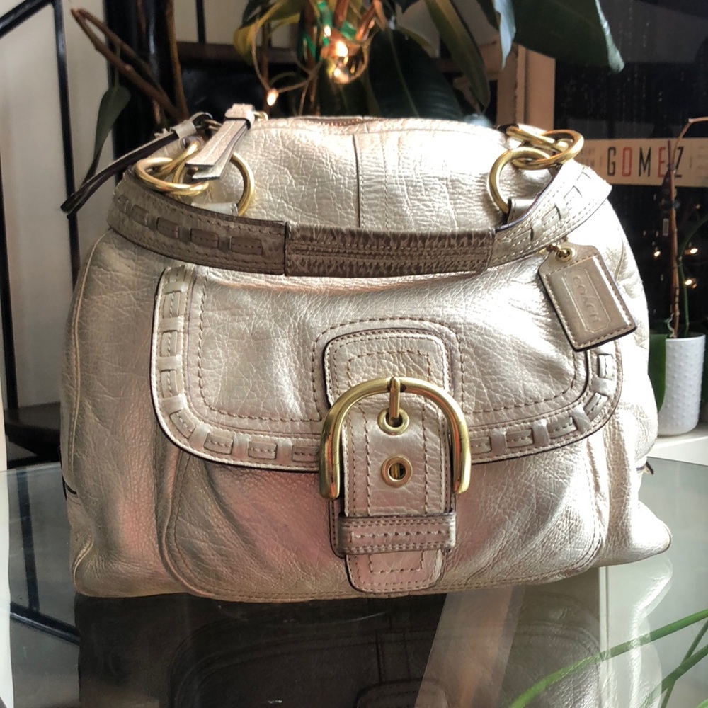 Light Gold Metallic COACH Bowling Bag limited